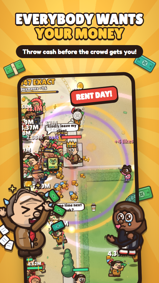 Everybody wants your money: a crowd closes in on the player