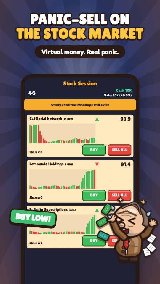 Stock market minigame with virtual money